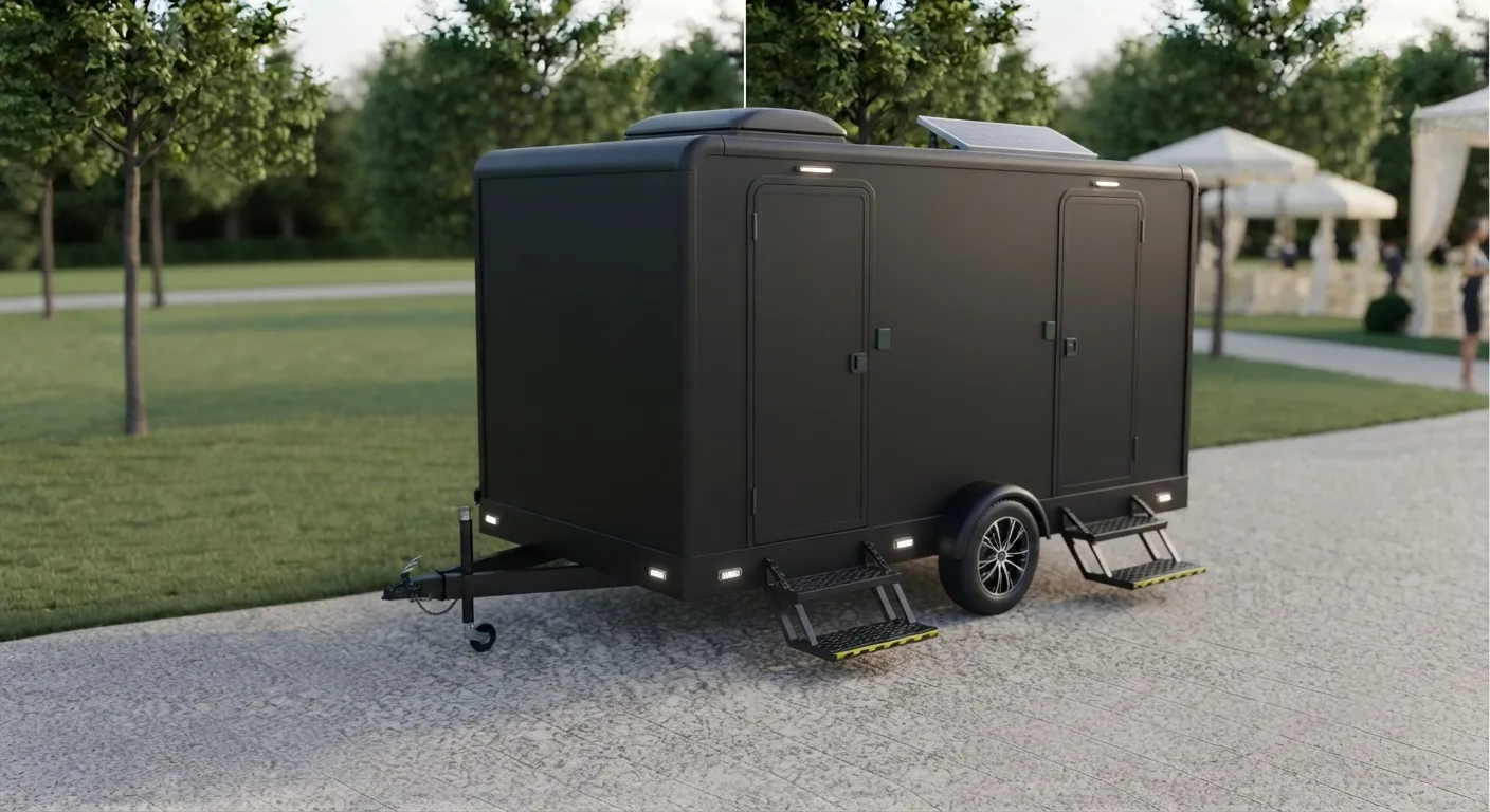 2 stall restroom trailer from our Brooklyn Park fleet